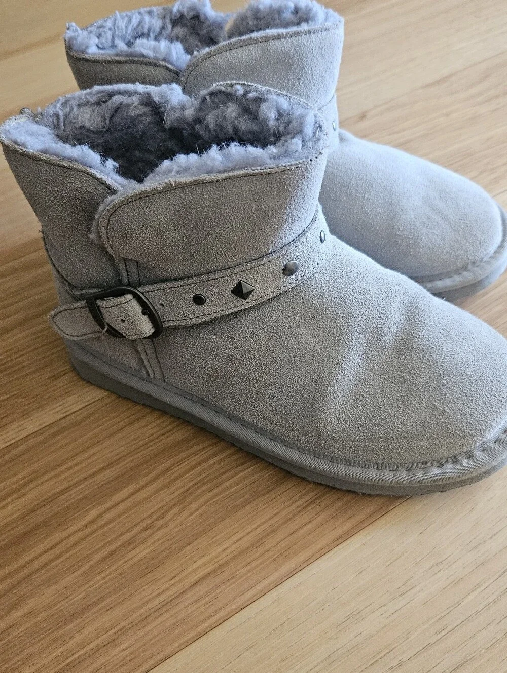 Bearpaw Kids Grey Faux-Suede Fleece-Lined Ankle Boots